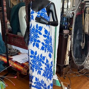 Blue and White Floral Maxi Dress